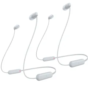 Hot Pick Online Sony Wi-C100 Wireless In-Ear Headphones 2-Pack Bundle (White)