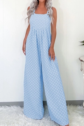 Surprise Discount Today Instant Hot Deal Checkered Pocketed Wide Leg Overalls