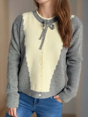 Exclusive Holiday Deal Contrast Button Down Long Sleeve Cardigan