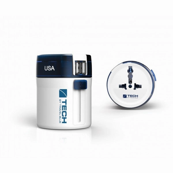 Travel Blue Twist &Amp; Slide World Travel Adaptor   2 X Usb EndofWeek Deals