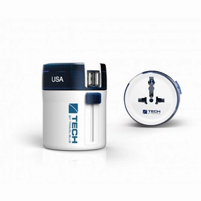 Travel Blue Twist &Amp; Slide World Travel Adaptor   2 X Usb EndofWeek Deals