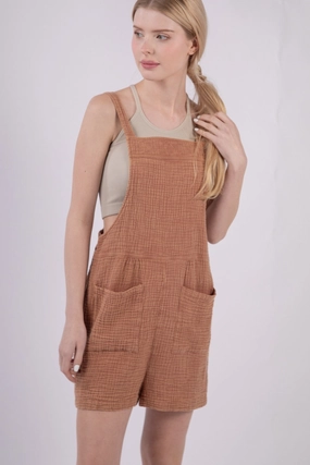 Very J Sleeveless Double Gauze Overalls With Pockets Big Clearance Event Today Only Steal