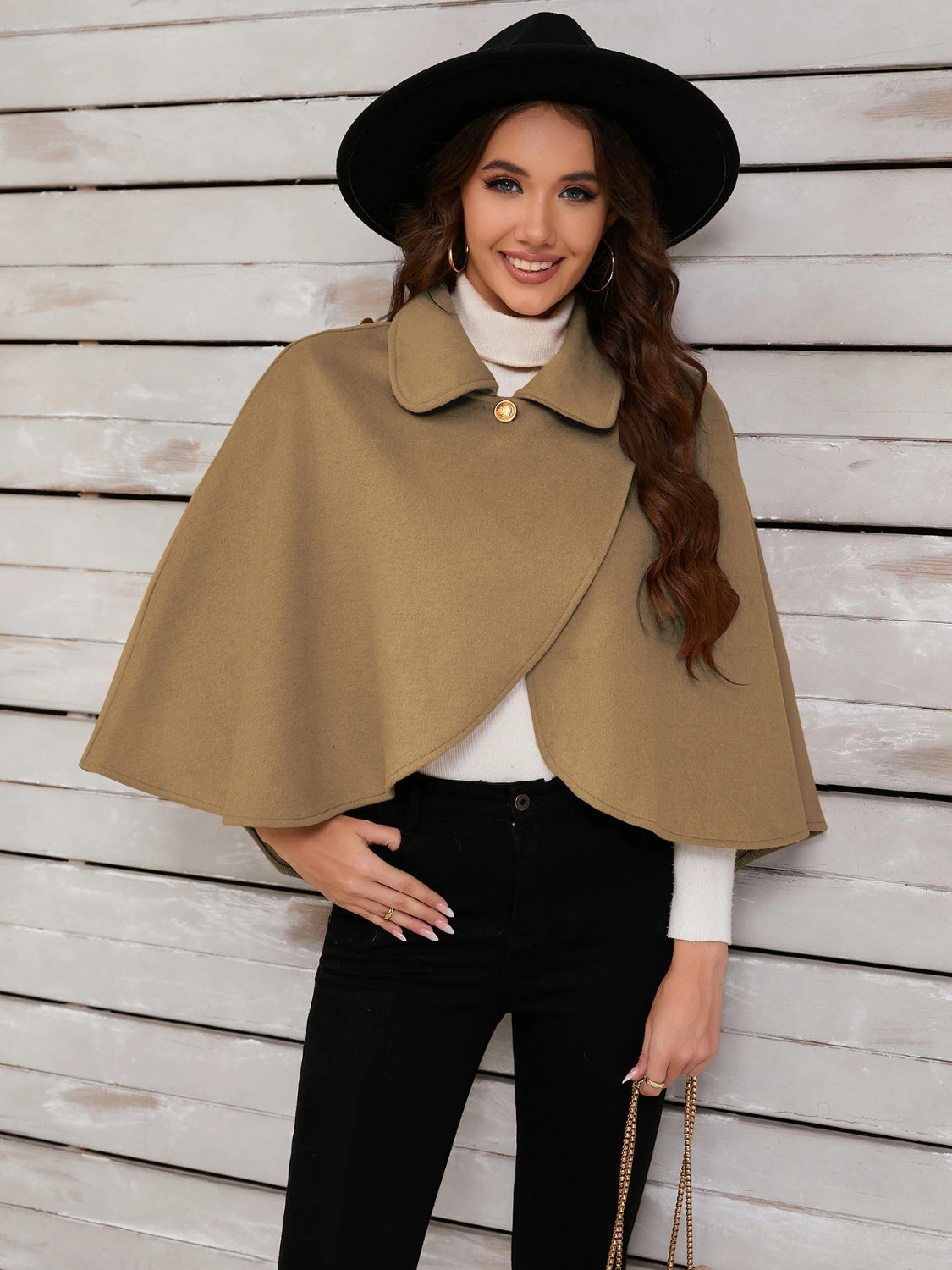 Special Deal Frenzy Exclusive Online Offer Collared Neck Cropped Cape