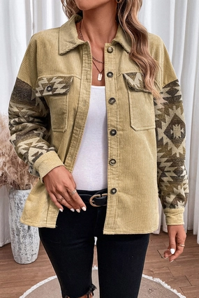 Geometric Button Down Collared Jacket Clearance Event