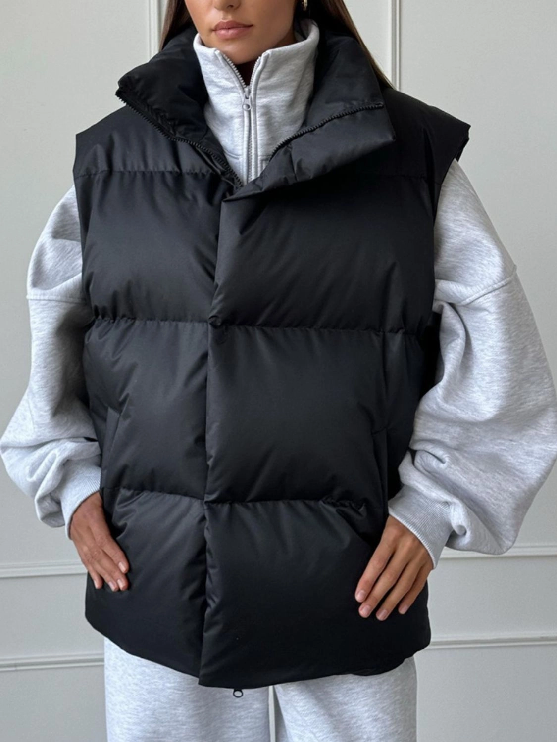Exclusive Hot Pick Weekend Specials Zip Up Turtleneck Vest Coat