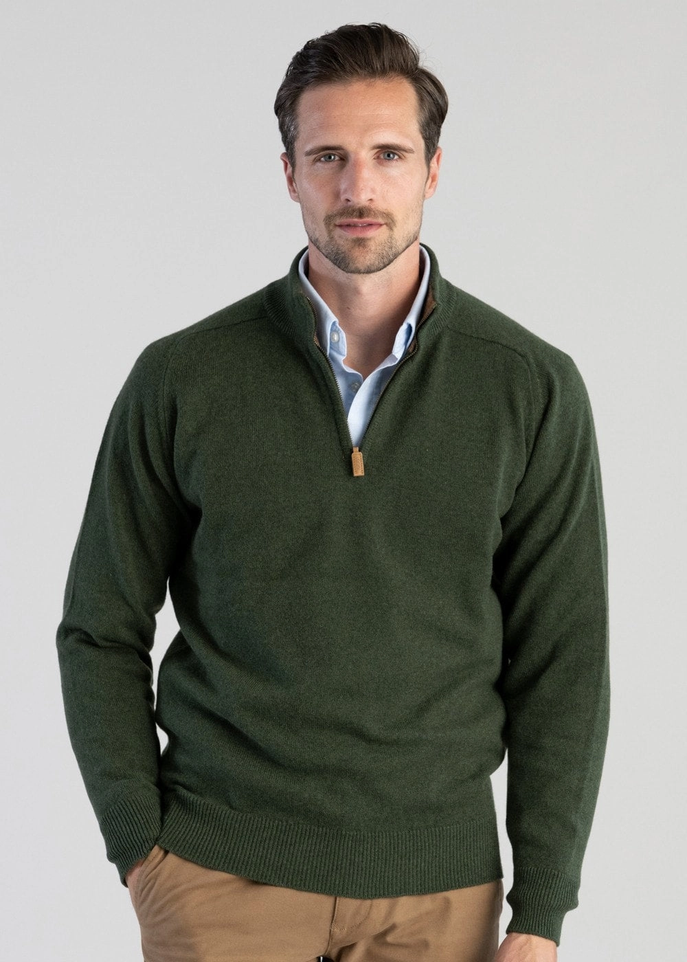 Lambswool 2 Ply Zip Neck Big Hot Sale
