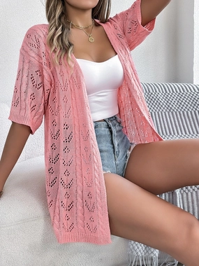 Openwork Open Front Half Sleeve Cardigan Grab It Now Save Big Today