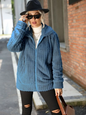 Zip-Up Collared Ribbed Jacket Surprise Offer Now Shop Now Save