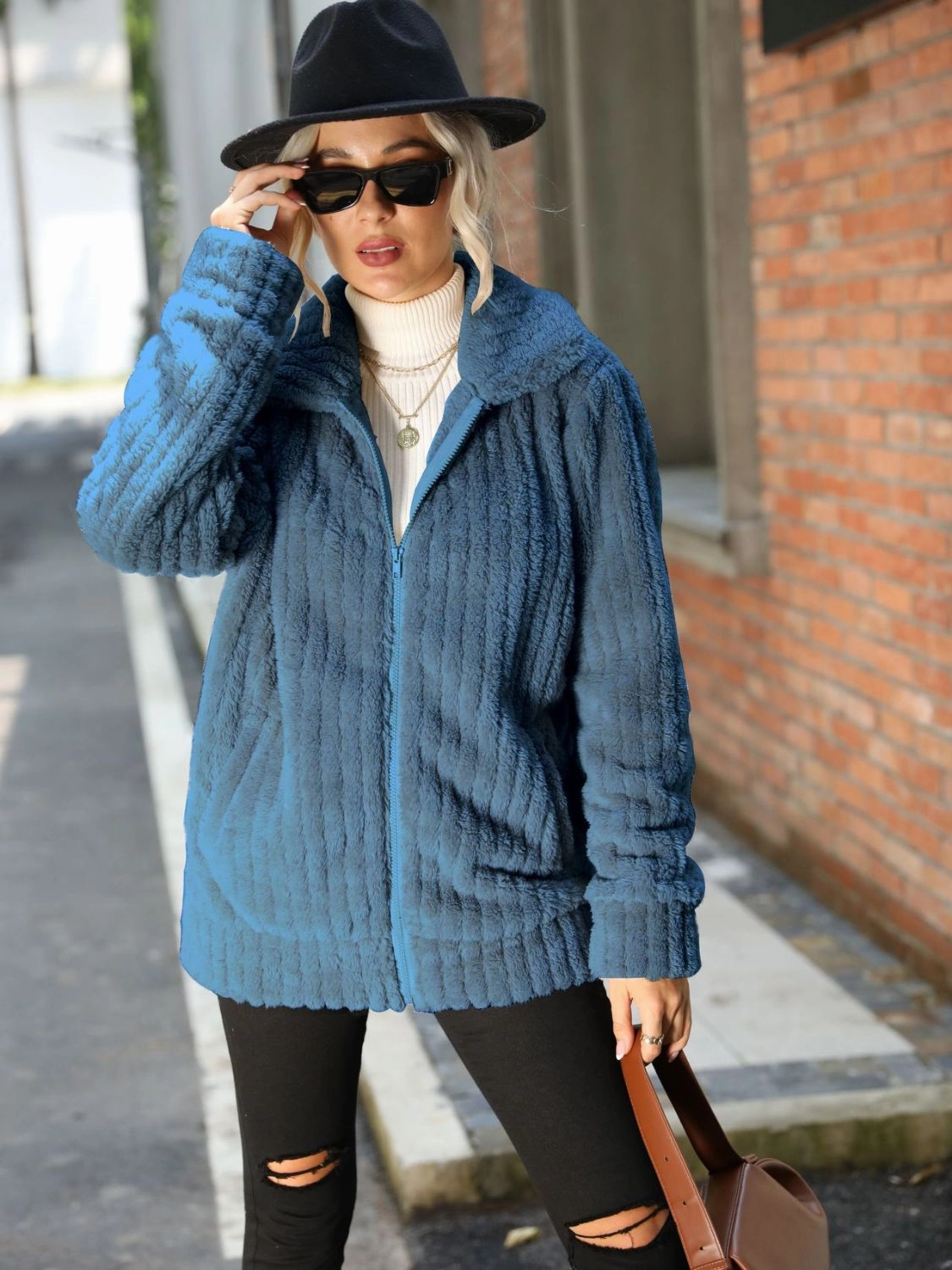 Zip-Up Collared Ribbed Jacket EndofWeek Deals