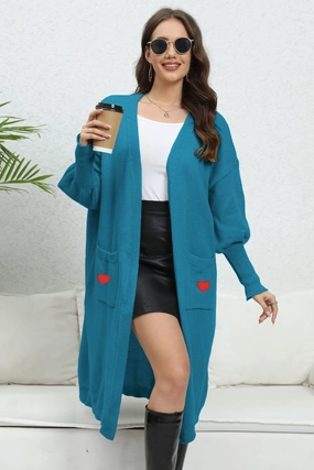 MustHave Deal Lantern Sleeve Open Front Pocketed Cardigan