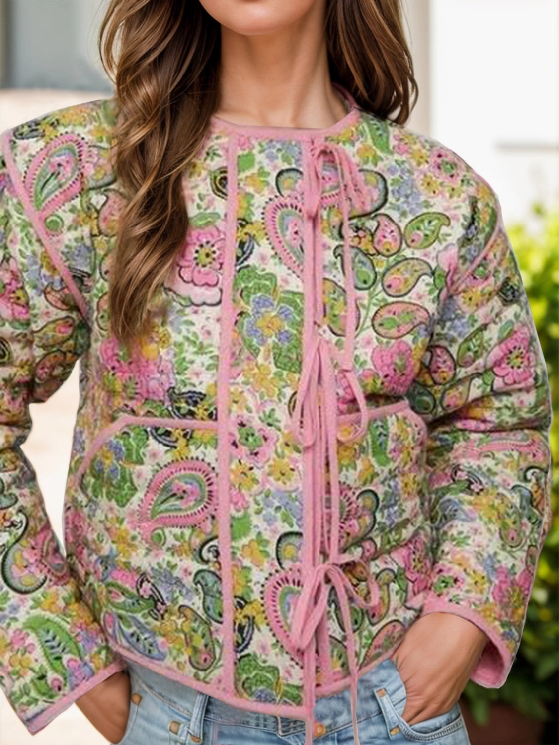 Todays Trending Deals Tied Printed Long Sleeve Jacket