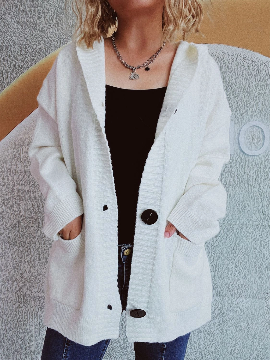 Dropped Shoulder Long Sleeve Hooded Cardigan Trending Today Steal Big Savings Today