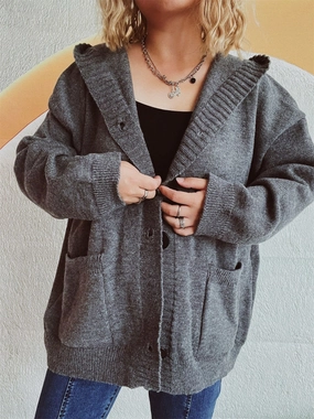 MustHave Clearance Todays Best Deal Dropped Shoulder Long Sleeve Hooded Cardigan