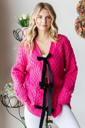 Limited Stock Deals First Love Tie Closure Open Knit Cardigan