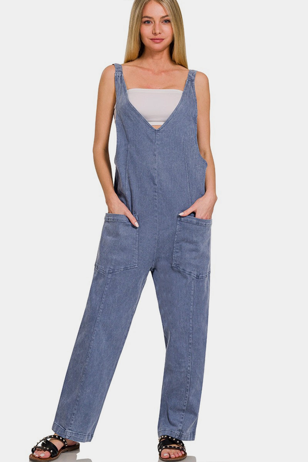 Last Chance Offer Zenana Pocketed Wide Strap Jumpsuit