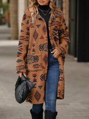 Shop Grab Now Geometric Pocketed Dropped Shoulder Coat