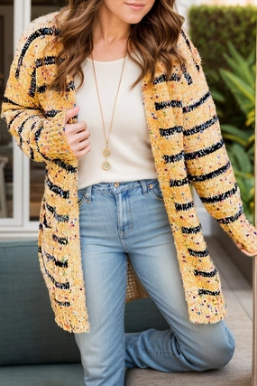 Today Only Discount Trendy Picks Today Striped Open Front Long Sleeve Cardigan