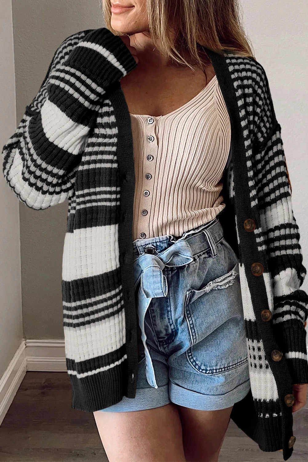 Hot Deal Alert Striped Button Down Cardigan