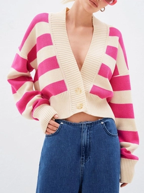 Striped Button Down Drop Shoulder Cardigan Dont Miss Big Savings