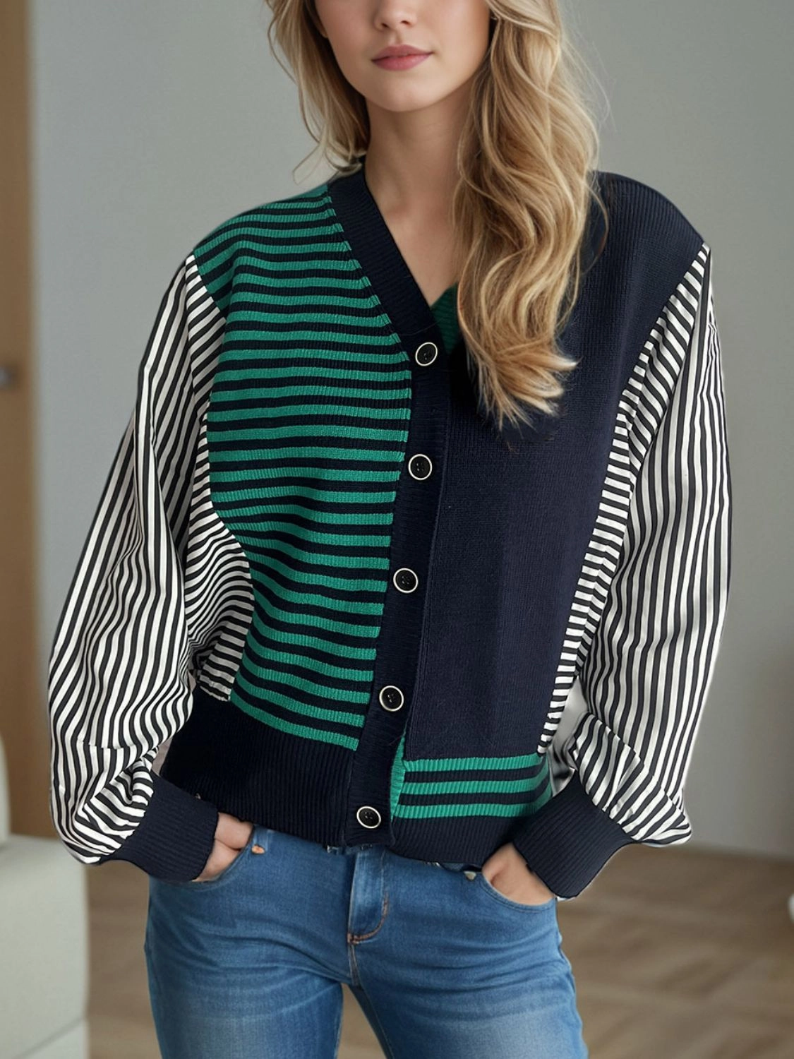 Striped Button Down Long Sleeve Cardigan Dont Miss Out
