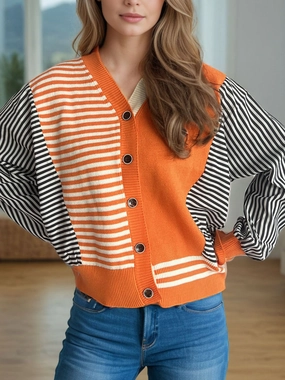 Mega Savings Now Striped Button Down Long Sleeve Cardigan