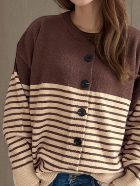 Striped Button Down Long Sleeve Cardigan Daily Clearance Deal
