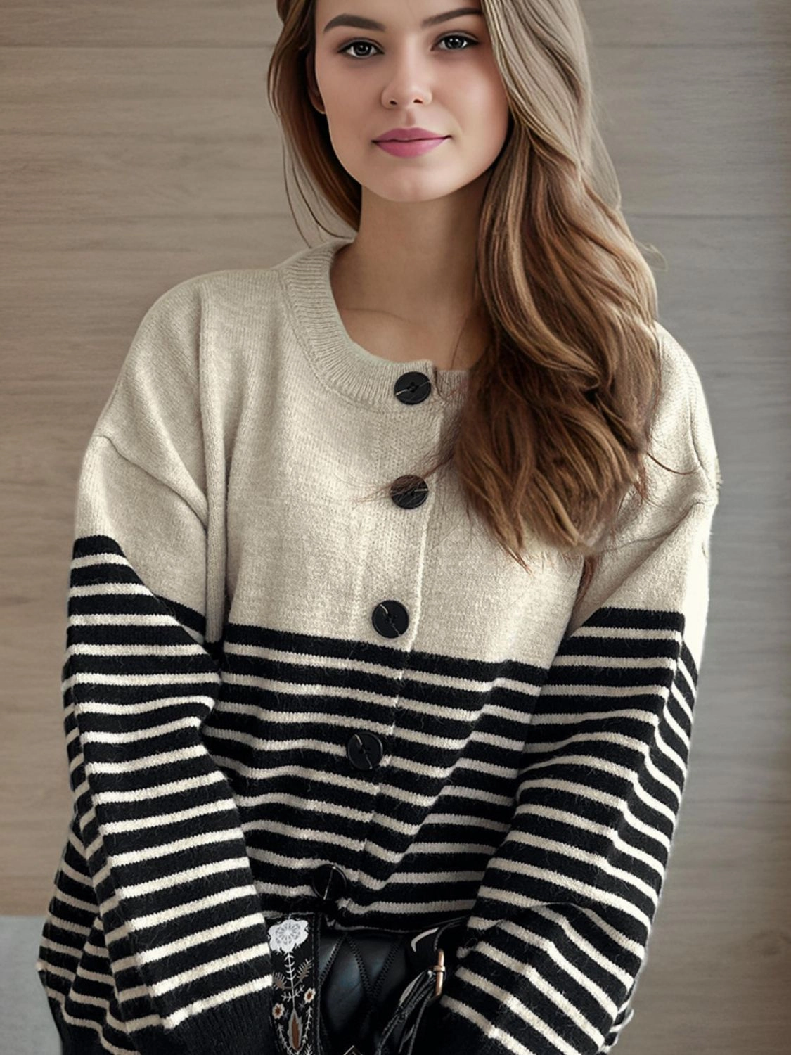 Striped Button Down Long Sleeve Cardigan Shop the Best Deals