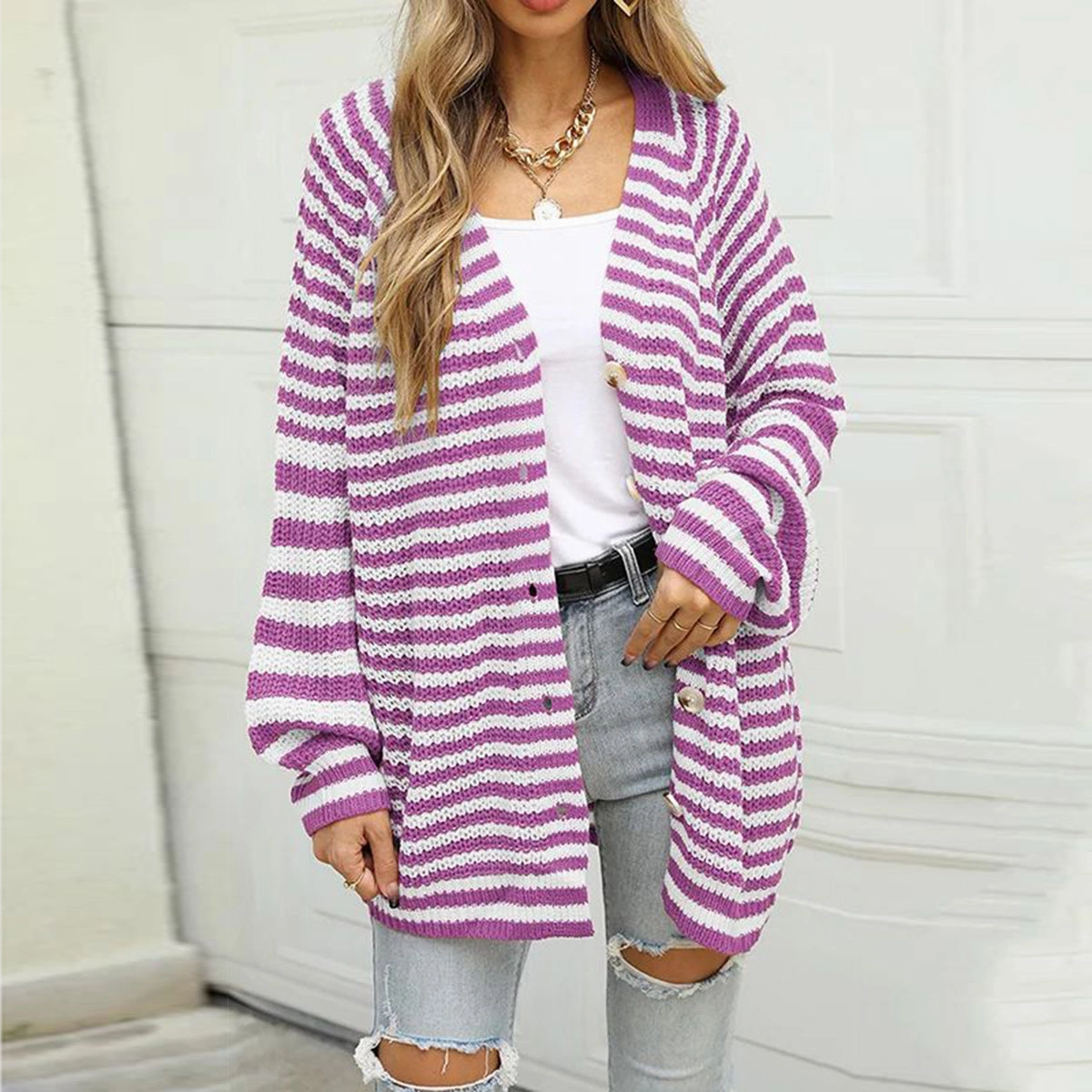 Steal the Deal Now Striped Button Down Long Sleeve Cardigan