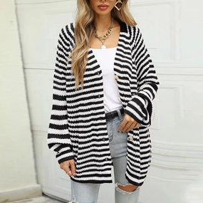 Striped Button Down Long Sleeve Cardigan Daily Deal Frenzy Trending Today Steal