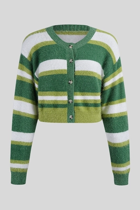 Striped Button Up Dropped Shoulder Cardigan Weekend Specials Save Big Today