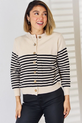 Steal Todays Offer Trending Now Discount Striped Button Up Long Sleeve Cardigan