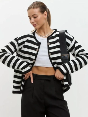 Striped Dropped Shoulder Long Sleeve Cardigan Exclusive Savings Event