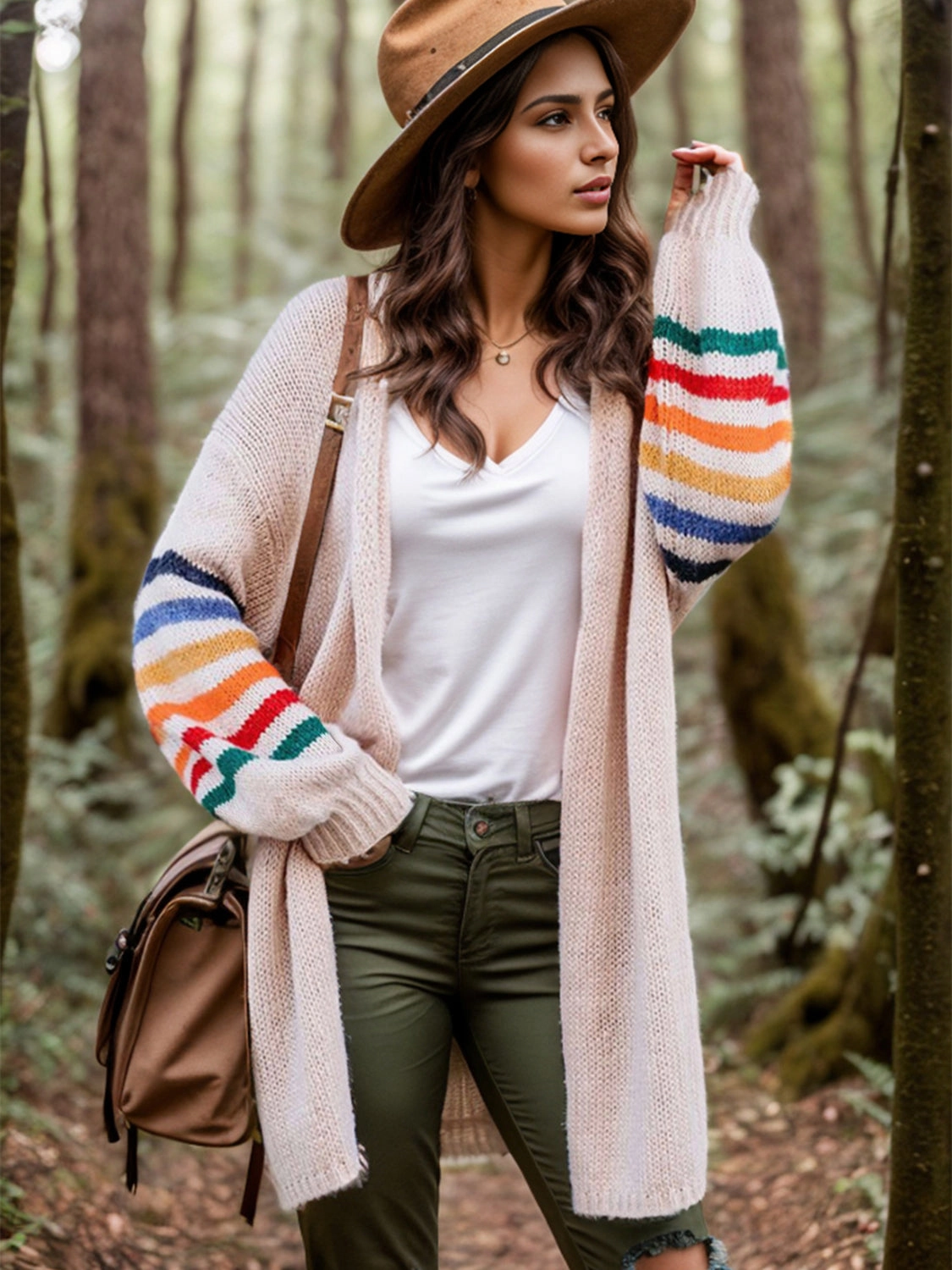 Striped Open Front Long Sleeve Cardigan Mega Hot Offer Gift Sale Event