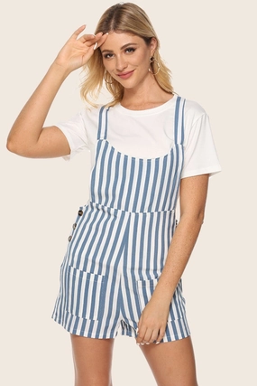 Striped Scoop Neck Romper Clearance Sale Last Chance Steal