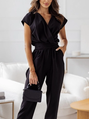 Shop Now Save Surplice Cap Sleeve Tie Waist Jumpsuit