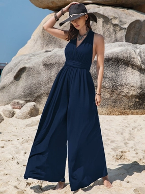 Surplice Wide Leg Jumpsuit With Free Tie Grab It Now Deal of the Day