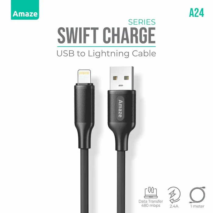 Clearance Alert Now Hot Offer Frenzy Amaze A24 Swift Series Usb To Lightning Cable 2.4A 1M