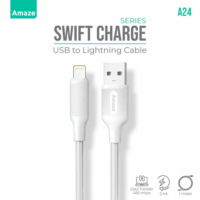 Dont Miss Out Save Today Only Amaze A24 Swift Series Usb To Lightning Cable 2.4A 1M