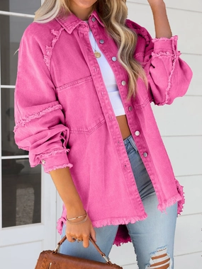 Button Down Raw Hem Denim Jacket Unmissable Deal Today