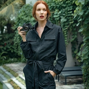 Save Big Today EndofWeek Deals Amelia Recycled Travel Jumpsuit, In Black By Brunnaco