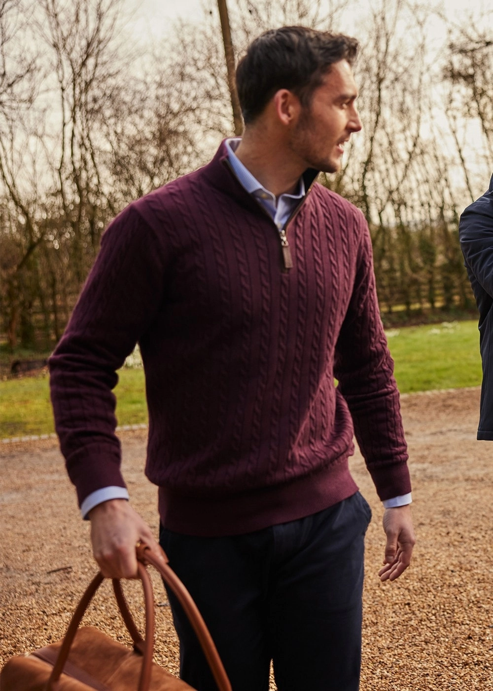 Shop Smart Save Special Deals Online Calton Cotton Cashmere Cable 1/4 Zip Jumper