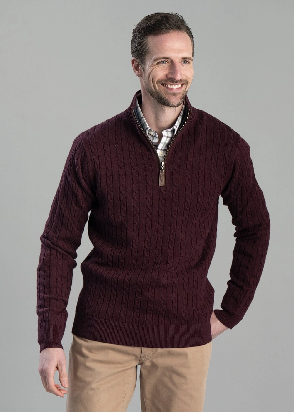 Calton Cotton Cashmere Cable 1/4 Zip Jumper Shop Hot Deals Trending Now Offer
