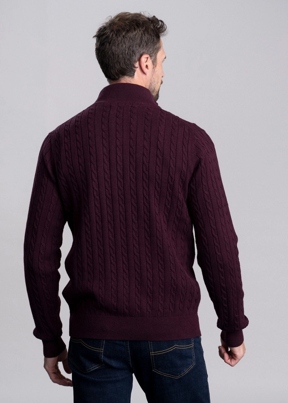 Grab It Now Calton Cotton Cashmere Cable 1/4 Zip Jumper