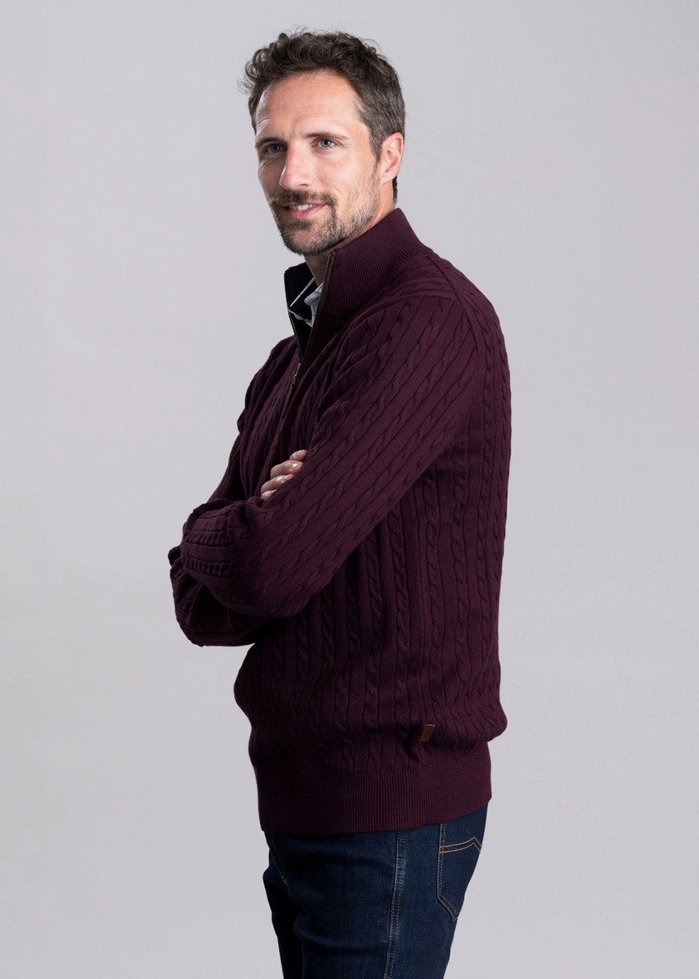 Shop Save Big Calton Cotton Cashmere Cable 1/4 Zip Jumper