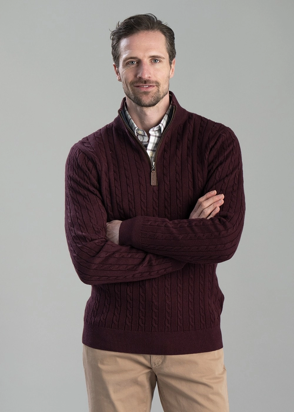 Calton Cotton Cashmere Cable 1/4 Zip Jumper Shop Todays Picks Limited Stock Deals