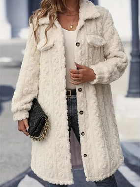 Instant Savings Deal Best Seller Discount Fuzzy Button Up Long Sleeve Longline Coat