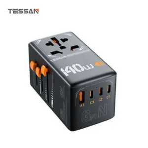 Tessan 140W Universal Travel Adapter Gan Charger With Usb-C & Usb Ports Limited Offer Alert