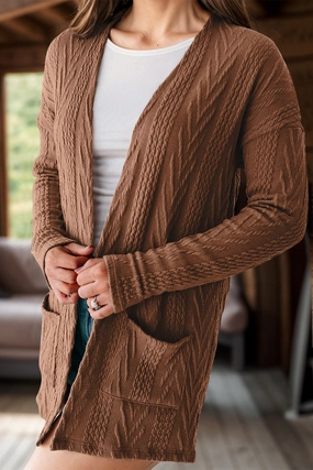 Textured Open Front Cover Up With Pockets Dont Miss This Offer