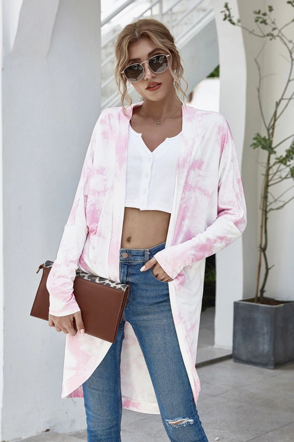 Tie-Dye Open Front Longline Cardigan Last Chance Offer