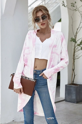 Tie-Dye Open Front Longline Cardigan Limited Edition Offer Exclusive Deal Inside